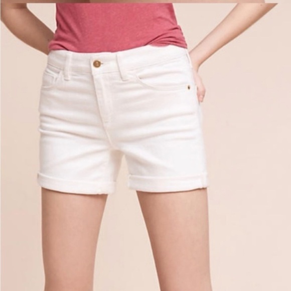 Anthropologie Pilcro and the Letterpress Stet Fit White Denim Shorts 27 - Picture 2 of 8